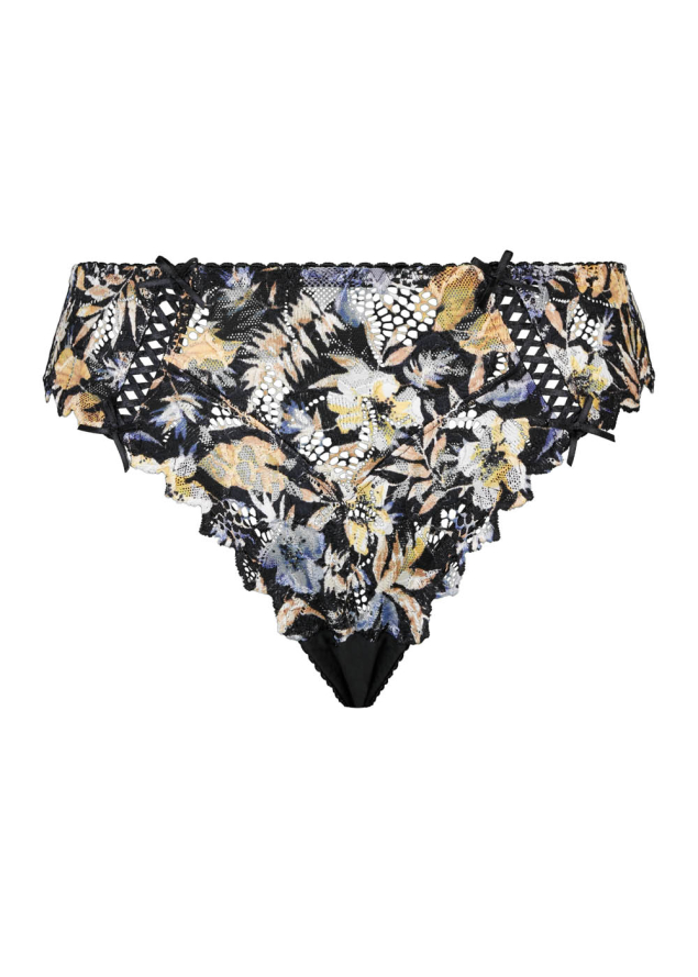 Slip Sans Complexe Imprim Floral Fond Noir